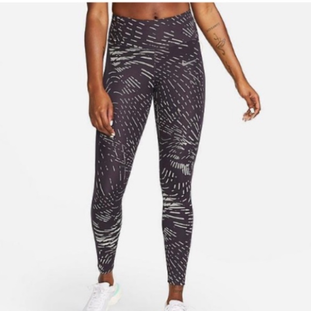 Nike Women Cave Purple Dri-FIT Run Division Fast Running Leggings New